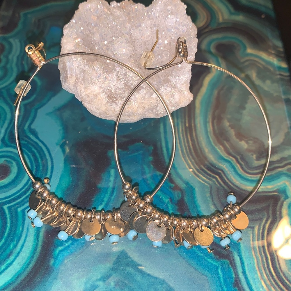 Hoop earrings with turquoise